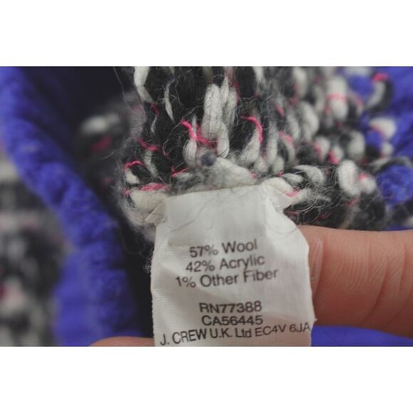 J Crew Sweater Womens Small Marled Knit Black White Color Block Wool Retro 80s - Picture 13 of 16